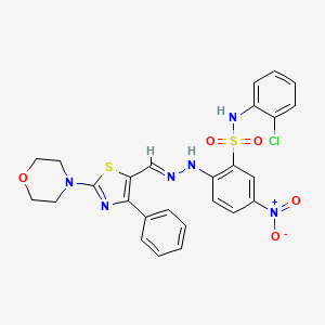 N-(2-chlorophenyl)-2-[(2E)-2-[(2-morpholin-4-yl-4-phenyl-1,3-thiazol-5-yl)methylidene]hydrazinyl]-5-nitrobenzenesulfonamide