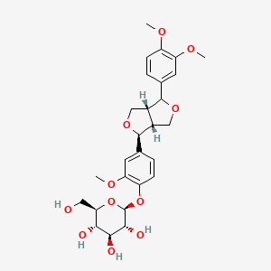 molecular formula C27H34O11 B10790115 (2S,3R,4S,5S,6R)-2-[4-[(3aR,6S,6aR)-3-(3,4-dimethoxyphenyl)-1,3,3a,4,6,6a-hexahydrofuro[3,4-c]furan-6-yl]-2-methoxyphenoxy]-6-(hydroxymethyl)oxane-3,4,5-triol 