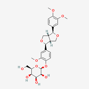 molecular formula C27H34O11 B10790168 (2S,3S,4S,5R,6R)-2-[4-[(3S,3aR,6S,6aR)-3-(3,4-dimethoxyphenyl)-1,3,3a,4,6,6a-hexahydrofuro[3,4-c]furan-6-yl]-2-methoxyphenoxy]-6-(hydroxymethyl)oxane-3,4,5-triol 