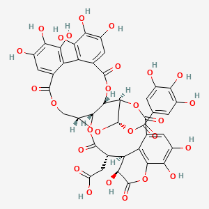 molecular formula C41H30O27 B10790195 2-[(4R,5S,7R,25S,26R,29S,30S,31S)-13,14,15,18,19,20,31,35,36-nonahydroxy-2,10,23,28,32-pentaoxo-5-(3,4,5-trihydroxybenzoyl)oxy-3,6,9,24,27,33-hexaoxaheptacyclo[28.7.1.04,25.07,26.011,16.017,22.034,38]octatriaconta-1(37),11,13,15,17,19,21,34(38),35-nonaen-29-yl]acetic acid 