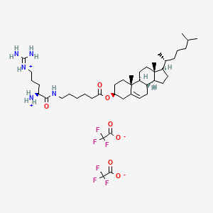 molecular formula C43H71F6N5O7 B10790226 [(4S)-4-azaniumyl-5-[[6-[[(3S,8S,9S,10R,13R,14S,17R)-10,13-dimethyl-17-[(2R)-6-methylheptan-2-yl]-2,3,4,7,8,9,11,12,14,15,16,17-dodecahydro-1H-cyclopenta[a]phenanthren-3-yl]oxy]-6-oxohexyl]amino]-5-oxopentyl]-(diaminomethylidene)azanium;2,2,2-trifluoroacetate 