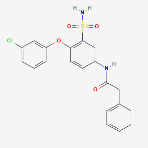 molecular formula C20H17ClN2O4S B10790249 N-[4-(3-chlorophenoxy)-3-sulfamoylphenyl]-2-phenylacetamide 