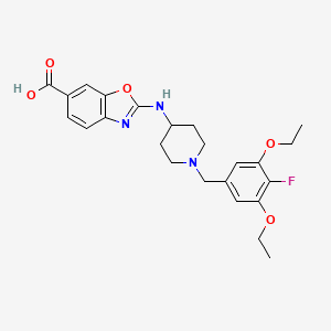 molecular formula C24H28FN3O5 B10790257 2-(1-(3,5-Diethoxy-4-fluorobenzyl)piperidin-4-ylamino)benzo[d]oxazole-6-carboxylic acid 