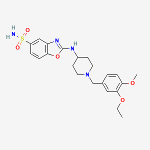 molecular formula C22H28N4O5S B10790441 2-(1-(3-Ethoxy-4-methoxybenzyl)piperidin-4-ylamino)benzo[d]oxazole-5-sulfonamide 