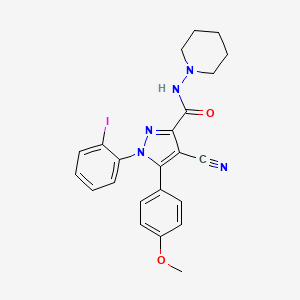 molecular formula C23H22IN5O2 B10790477 [125I]1-(2-iodophenyl)-4-cyano-5-(4-methoxyphenyl)-N-(piperidin-1-yl)-1H-pyrazole-3-carboxylate 