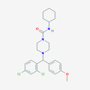 N-cyclohexyl-4-[(2,4-dichlorophenyl)(4-methoxyphenyl)methyl]piperazine-1-carboxamide