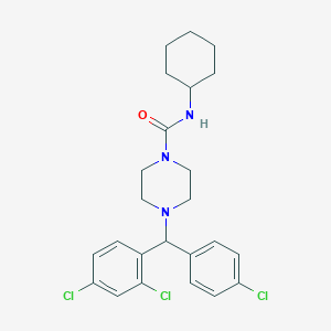 4-((4-Chlorophenyl)(2,4-dichlorophenyl)methyl)-N-cyclohexylpiperazine-1-carboxamide