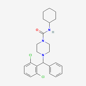 molecular formula C24H29Cl2N3O B10790518 N-cyclohexyl-4-[(2,6-dichlorophenyl)(phenyl)methyl]piperazine-1-carboxamide 