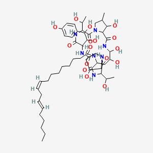 (9Z,12E)-N-[6-[1,2-dihydroxy-2-(4-hydroxyphenyl)ethyl]-11,20,21,25-tetrahydroxy-3,15-bis(1-hydroxyethyl)-26-methyl-2,5,8,14,17,23-hexaoxo-1,4,7,13,16,22-hexazatricyclo[22.3.0.09,13]heptacosan-18-yl]octadeca-9,12-dienamide