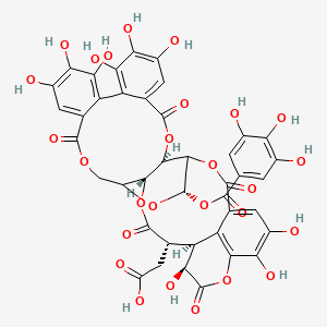 2-[(5S,25R,26R,29S,30S,31S)-13,14,15,18,19,20,31,35,36-nonahydroxy-2,10,23,28,32-pentaoxo-5-(3,4,5-trihydroxybenzoyl)oxy-3,6,9,24,27,33-hexaoxaheptacyclo[28.7.1.04,25.07,26.011,16.017,22.034,38]octatriaconta-1(37),11,13,15,17,19,21,34(38),35-nonaen-29-yl]acetic acid