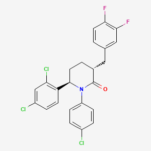 molecular formula C24H18Cl3F2NO B10790601 trans-1-(4-Chlorophenyl)-6-(2,4-dichlorophenyl)-3-(3,4-difluorobenzyl)piperidin-2-one 