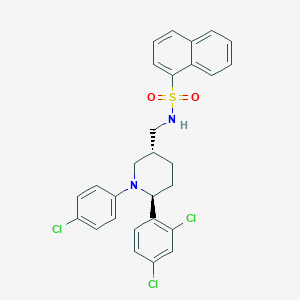 molecular formula C28H25Cl3N2O2S B10790608 N-(((3R,6S)-1-(4-chlorophenyl)-6-(2,4-dichlorophenyl)piperidin-3-yl)methyl)naphthalene-1-sulfonamide 