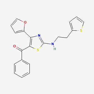 molecular formula C20H16N2O2S2 B10790644 [4-(Furan-2-yl)-2-{[2-(thiophen-2-yl)ethyl]amino}-1,3-thiazol-5-yl](phenyl)methanone CAS No. 926303-90-4