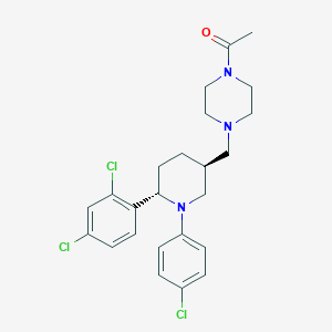 molecular formula C24H28Cl3N3O B10790699 1-(4-(((3S,6S)-1-(4-chlorophenyl)-6-(2,4-dichlorophenyl)piperidin-3-yl)methyl)piperazin-1-yl)ethanone 