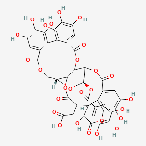 2-[(5R,7R)-13,14,15,18,19,20,31,35,36-nonahydroxy-2,10,23,28,32-pentaoxo-5-(3,4,5-trihydroxybenzoyl)oxy-3,6,9,24,27,33-hexaoxaheptacyclo[28.7.1.04,25.07,26.011,16.017,22.034,38]octatriaconta-1(37),11,13,15,17,19,21,34(38),35-nonaen-29-yl]acetic acid