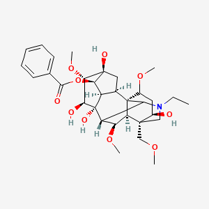 molecular formula C32H45NO10 B10790753 [(1S,2R,3R,4R,5S,6S,7S,8R,9R,13R,14R,17S,18R)-11-ethyl-5,7,8,14-tetrahydroxy-6,16,18-trimethoxy-13-(methoxymethyl)-11-azahexacyclo[7.7.2.12,5.01,10.03,8.013,17]nonadecan-4-yl] benzoate 