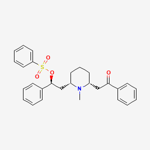 molecular formula C28H31NO4S B10790801 (2S,6S,2R)-2-[6-(2-Benzenesulfonyloxy-2-phenylethyl)-1-methylpiperidin-2-yl]-1-phenylethanone hydrochloride 