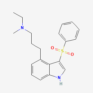 molecular formula C20H24N2O2S B10790889 N-Ethyl-N-methyl-3-[3-(phenylsulfonyl)-1H-indol-4-yl]propan-1-amine 