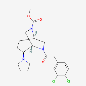 molecular formula C21H27Cl2N3O3 B10790950 (1S,2S,5R)-methyl 8-(2-(3,4-dichlorophenyl)acetyl)-2-(pyrrolidin-1-yl)-6,8-diazabicyclo[3.2.2]nonane-6-carboxylate 