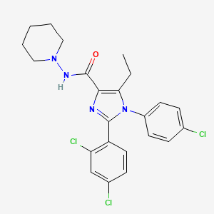 1-(4-Chloro-phenyl)-2-(2,4-dichloro-phenyl)-5-ethyl-1H-imidazole-4-carboxylic acid piperidin-1-ylamide