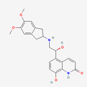 molecular formula C22H24N2O5 B10790960 8-Hydroxy-5-[(R)-1-hydroxy-2-(5,6-dimethoxyindan-2-ylamino)-ethyl]-1H-quinolin-2-one 