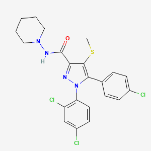 5-(4-chlorophenyl)-1-(2,4-dichlorophenyl)-4-methylsulfanyl-N-(piperidin-1-yl)-1H-pyrazole-3-carboxamide