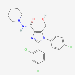 1-(4-chlorophenyl)-2-(2,4-dichlorophenyl)-5-(hydroxymethyl)-N-(piperidin-1-yl)-1H-imidazole-4-carboxamide