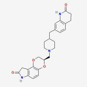 molecular formula C26H29N3O4 B10790995 (R)-3-((4-((2-oxo-1,2,3,4-tetrahydroquinolin-7-yl)methyl)piperidin-1-yl)methyl)-7,9-dihydro-2H-[1,4]dioxino[2,3-e]indol-8(3H)-one 