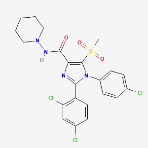 molecular formula C22H21Cl3N4O3S B10791002 1-(4-chlorophenyl)-2-(2,4-dichlorophenyl)-5-methylsulfonyl-N-(piperidin-1-yl)-1H-imidazole-4-carboxamide 