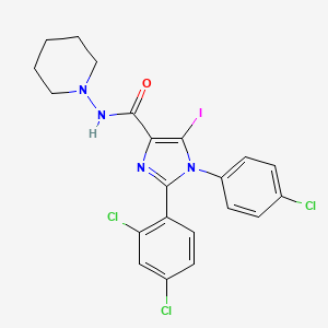 1-(4-chlorophenyl)-2-(2,4-dichlorophenyl)-5-iodo-N-(piperidin-1-yl)-1H-imidazole-4-carboxamide