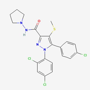 5-(4-chlorophenyl)-1-(2,4-dichlorophenyl)-4-(methylthio)-N-(pyrrolidin-1-yl)-1H-pyrazole-3-carboxamide