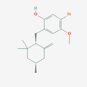 molecular formula C18H25BrO2 B10791059 5-bromo-4-methoxy-2-(((1S,4R)-2,2,4-trimethyl-6-methylenecyclohexyl)methyl)phenol 