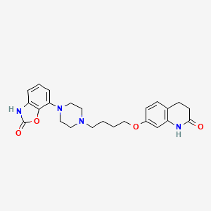 molecular formula C24H28N4O4 B10791067 7-(4-(4-(2-oxo-1,2,3,4-tetrahydroquinolin-7-yloxy)butyl)piperazin-1-yl)benzo[d]oxazol-2(3H)-one 