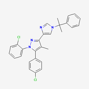 molecular formula C28H24Cl2N4 B10791159 1-(2-chlorophenyl)-5-(4-chlorophenyl)-4-methyl-3-(1-(2-phenylpropan-2-yl)-1H-imidazol-4-yl)-1H-pyrazole 