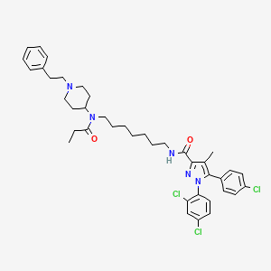 5-(4-chlorophenyl)-1-(2,4-dichlorophenyl)-4-methyl-N-(7-(N-(1-phenethylpiperidin-4-yl)propionamido)heptyl)-1H-pyrazole-3-carboxamide