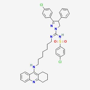 molecular formula C42H44Cl2N6O2S B10791216 4-Chloro-N-{[3-(4-chlorophenyl)-4-phenyl-4,5-dihydro-1H-pyrazolyl]-[7-(1,2,3,4-tetrahydroacridin-9-ylamino)heptylamino]-methylene}benzenesulfonamide 