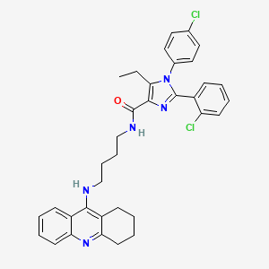 molecular formula C35H35Cl2N5O B10791224 N-[4-(1,2,3,4-Tetrahydroacridin-9-ylamino)butyl]-2-(2-chlorophenyl)-1-(4-chlorophenyl)-5-ethyl-1H-imidazole-4-carboxamide 