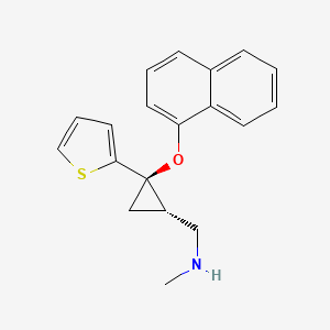 molecular formula C19H19NOS B10791259 N-methyl-1-((1S,2R)-2-(naphthalen-1-yloxy)-2-(thiophen-2-yl)cyclopropyl)methanamine hydrochloride 