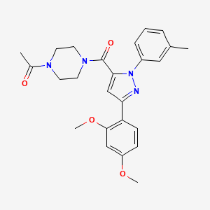 molecular formula C25H28N4O4 B10791276 1-(4-(3-(2,4-dimethoxyphenyl)-1-m-tolyl-1H-pyrazole-5-carbonyl)piperazin-1-yl)ethanone 