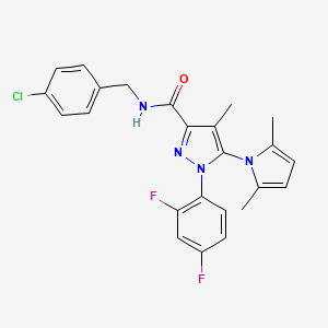 molecular formula C24H21ClF2N4O B10791277 N-(4-Chlorobenzyl)1-(2,4-difluorophenyl)-5-(2,5-dimethyl-1H-pyrrol-1-yl)-4-methyl-1H-pyrazole-3-carboxamide 