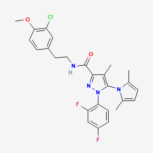 molecular formula C26H25ClF2N4O2 B10791290 N-[2-(3-Chloro-4-methoxyphenyl)ethyl]1-(2,4-difluorophenyl)-5-(2,5-dimethyl-1H-pyrrol-1-yl)-4-methyl-1H-pyrazole-3-carboxamide 