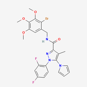 molecular formula C25H23BrF2N4O4 B10791305 N-(2-Bromo-3,4,5-trimethoxybenzyl)1-(2,4-difluorophenyl)-4-methyl-5-(1H-pyrrol-1-yl)-1H-pyrazole-3-carboxamide 