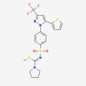 molecular formula C20H19F3N4O2S3 B10791309 methyl N-4-(5-(thiophen-2-yl)-3-(trifluoromethyl)-1H-pyrazol-1-yl)phenylsulfonylpyrrolidine-1-carbimidothioate 