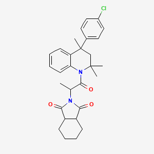 molecular formula C29H33ClN2O3 B10791324 2-(1-(4-(4-chlorophenyl)-2,2,4-trimethyl-3,4-dihydroquinolin-1(2H)-yl)-1-oxopropan-2-yl)hexahydro-1H-isoindole-1,3(2H)-dione 