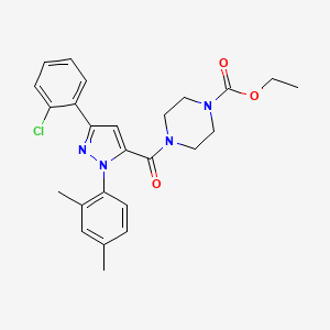 ethyl 4-(3-(2-chlorophenyl)-1-(2,4-dimethylphenyl)-1H-pyrazole-5-carbonyl)piperazine-1-carboxylate