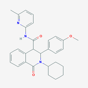 molecular formula C29H31N3O3 B10791346 2-cyclohexyl-3-(4-methoxyphenyl)-N-(6-methylpyridin-2-yl)-1-oxo-1,2,3,4-tetrahydroisoquinoline-4-carboxamide 