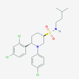 molecular formula C22H27Cl3N2O2S B10791379 (3R,6S)-1-(4-chlorophenyl)-6-(2,4-dichlorophenyl)-N-isopentylpiperidine-3-sulfonamide 