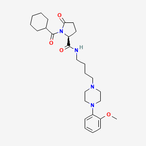 molecular formula C27H40N4O4 B10791443 (S)-1-(cyclohexanecarbonyl)-N-(4-(4-(2-methoxyphenyl)piperazin-1-yl)butyl)-5-oxopyrrolidine-2-carboxamide 