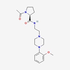 molecular formula C20H30N4O3 B10791518 (S)-1-acetyl-N-(2-(4-(2-methoxyphenyl)piperazin-1-yl)ethyl)pyrrolidine-2-carboxamide 