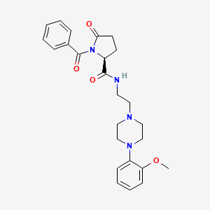 molecular formula C25H30N4O4 B10791522 (S)-1-benzoyl-N-(2-(4-(2-methoxyphenyl)piperazin-1-yl)ethyl)-5-oxopyrrolidine-2-carboxamide 